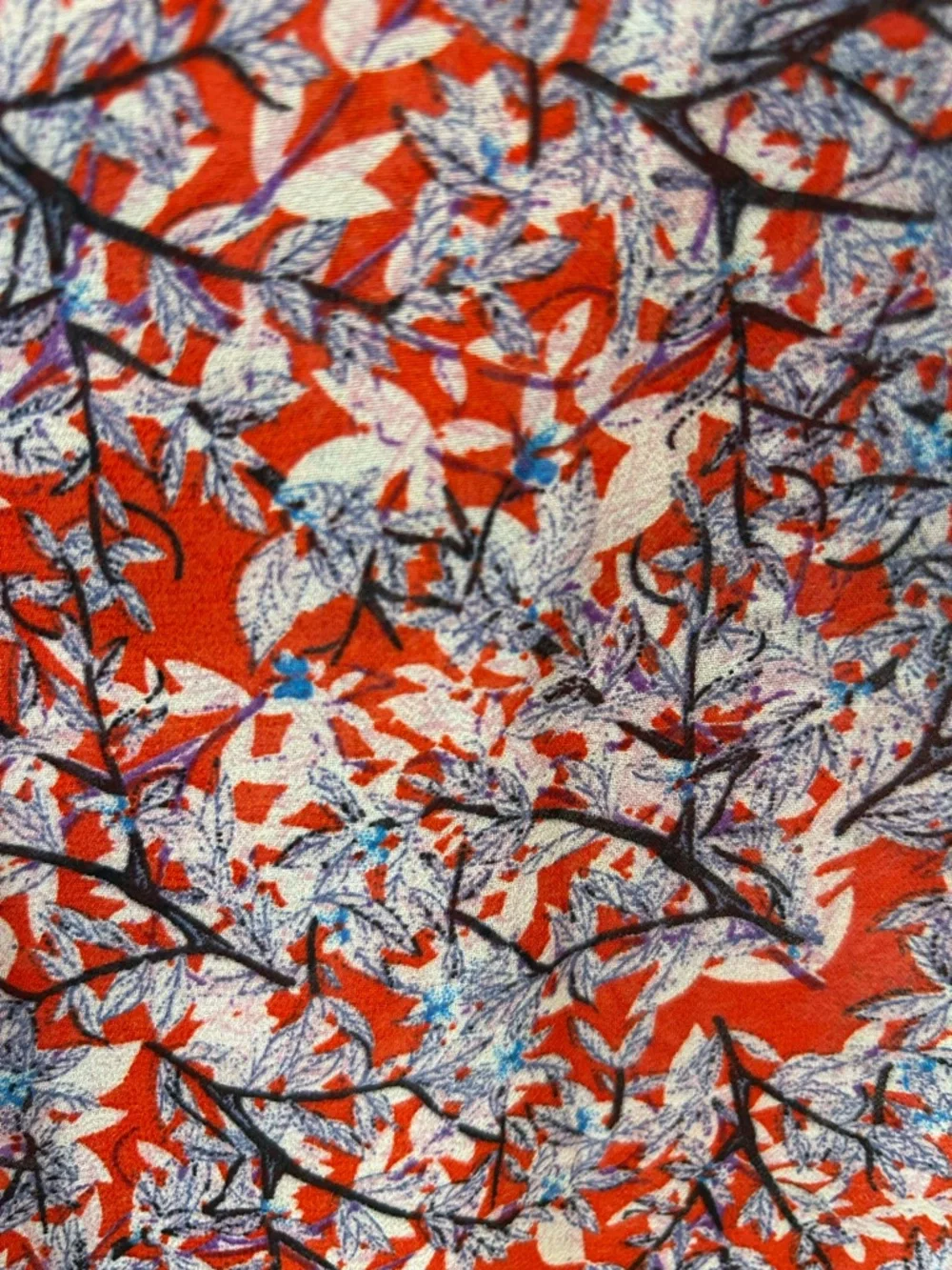 Unique Vintage Red Floral Branch Print Pintuck Blouse Button Up 1940s Style M - Picture 7 of 11
